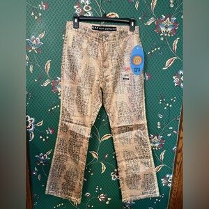 RVT Women's Flare Jeans in Tan Snake-Print